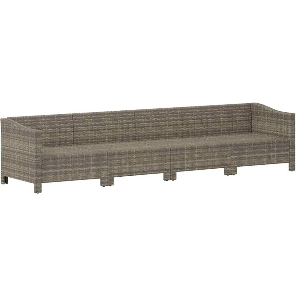 vidaXL 4-delige tuinloungeset met kussens grijs poly rattan