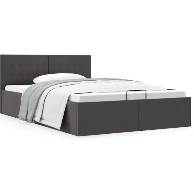 vidaXL Bedframe met hydraulische opslag stof donkergrijs 140x200 cm