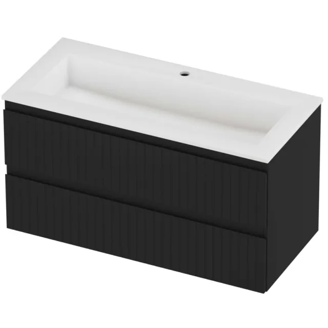 Proline Aristo Badmeubelset Polystone Elegant 1 Kraangat 100x46x54 cm Mat White Mat Zwart