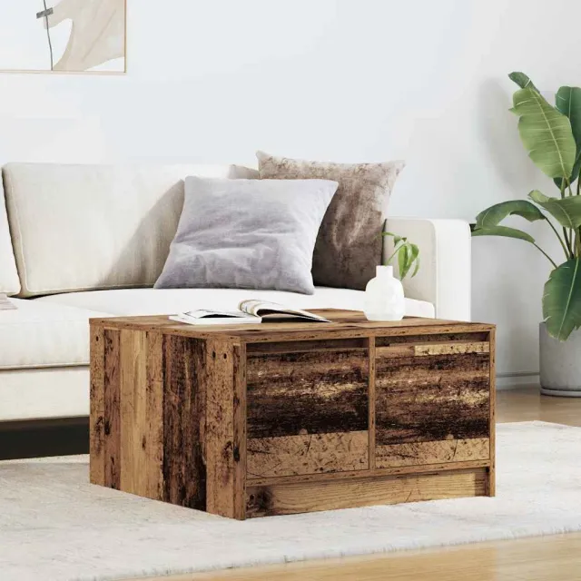 vidaXL Salontafel met lades 70,5x70x40 cm oud hout bruin, foto 2