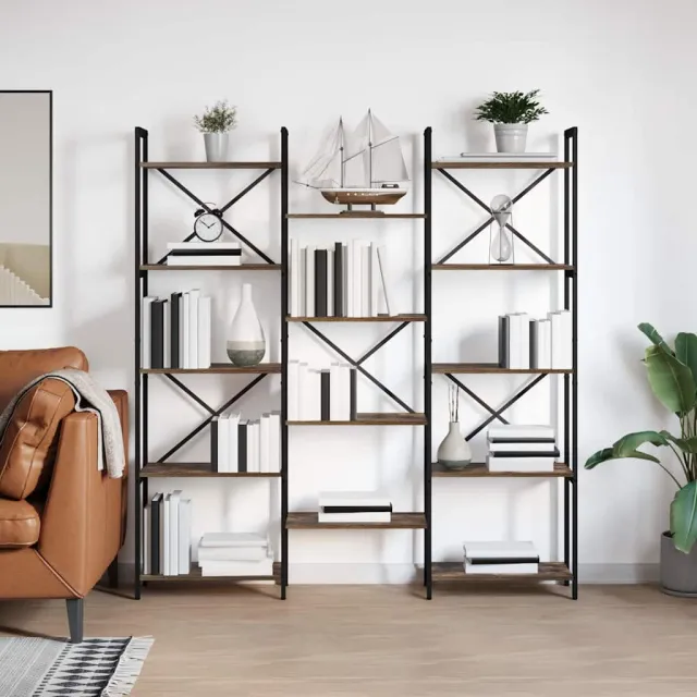 vidaXL Boekenkast 156 x 25 x 167 cm Bewerkt hout Gerookt eiken, foto 2