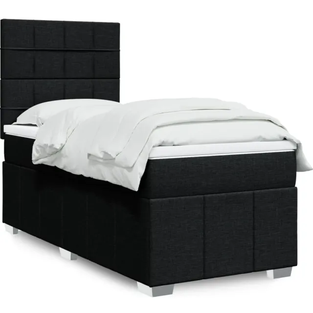 vidaXL Boxspring met matras stof zwart 80x200 cm