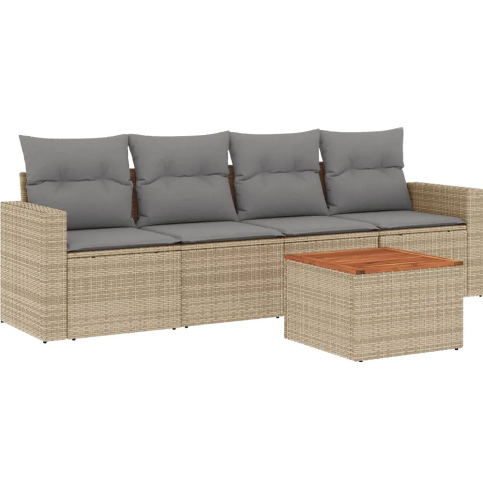 vidaXL Patio Sofa Set 4-zits Mix Beige en Lichtgrijs, foto 3