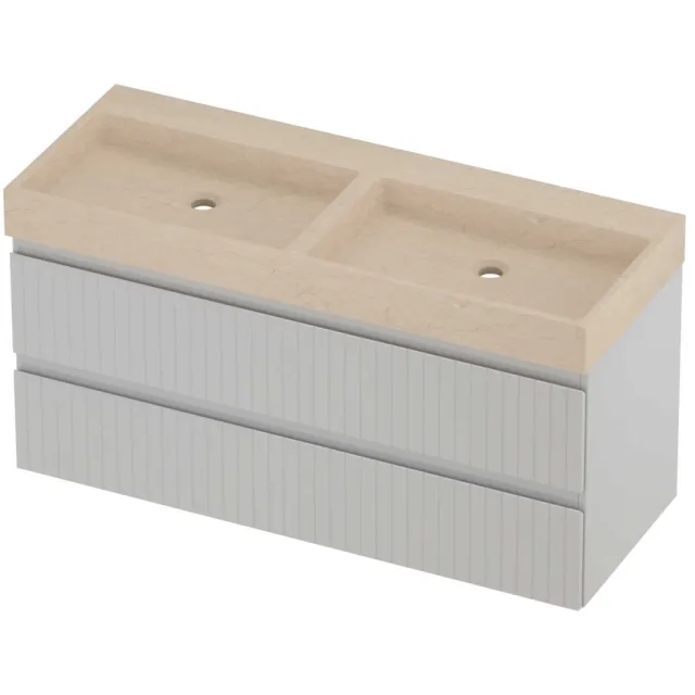Proline Evoli Badmeubelset Hardsteen Loft Symmetrisch 120x46x62 cm Sand Stone Glans Wit
