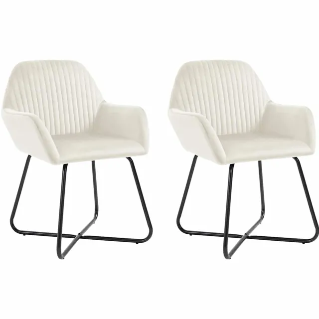 vidaXL Eetkamerstoelen 2 st fluweel crèmekleurig