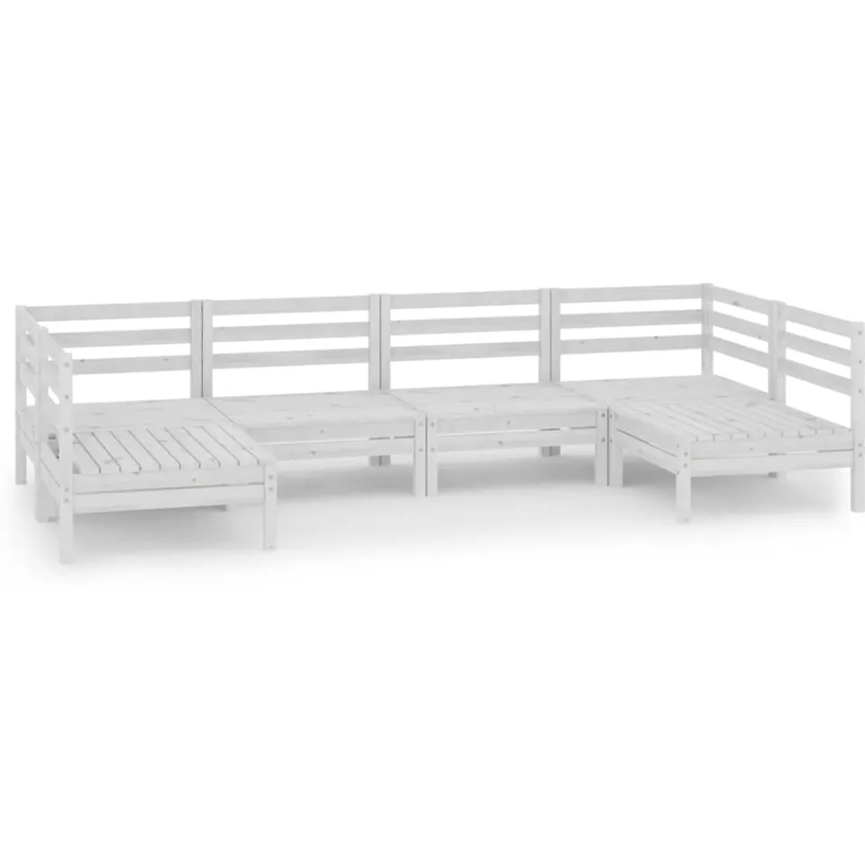 vidaXL 6-delige Loungeset massief grenenhout wit, foto 3