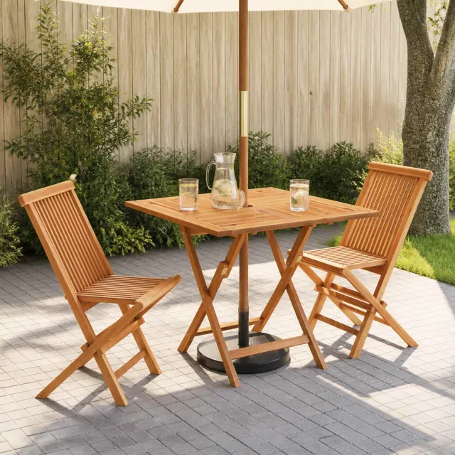 vidaXL 3-delige opvouwbare bistroset voor in de tuin Naturel, foto 2