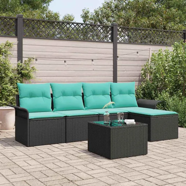 vidaXL Tuin Sofa Set 6 st Zwart poly rattan, foto 2