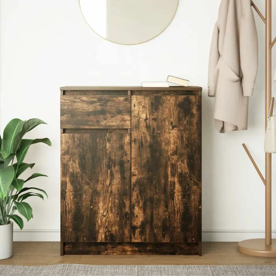 vidaXL Dressoir met lade 71x35x84 cm spaanplaat gerookt eikenkleurig, foto 3