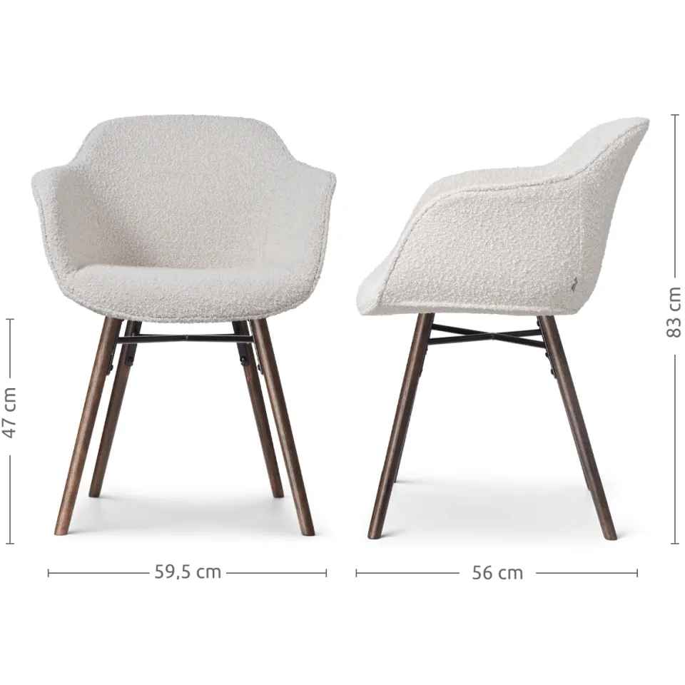 Nolon Nena-Mare eetkamerstoel bouclé beige - walnoot houten onderstel, foto 3