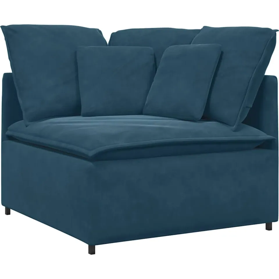 vidaXL Modulaire bank met voetenbank en kussens fluweel blauw, foto 2