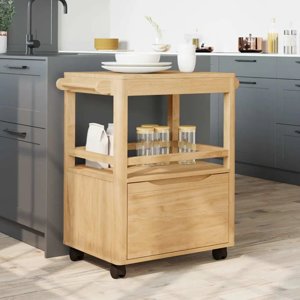 vidaXL Keuken Trolley FLORO Wasbruin 72,5 x 45 x 80 cm bruin, foto 3