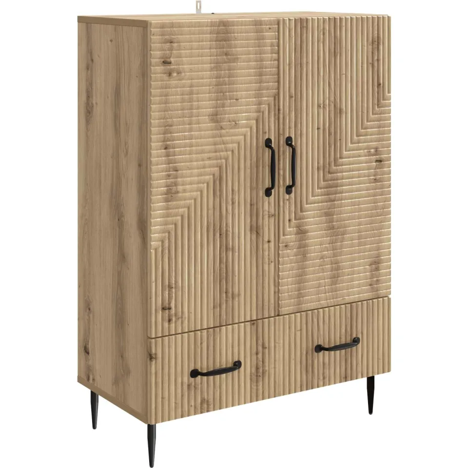 vidaXL Dressoir Artisanaal eiken 66 x 34,5 x 95 cm Bewerkt hout Bruin