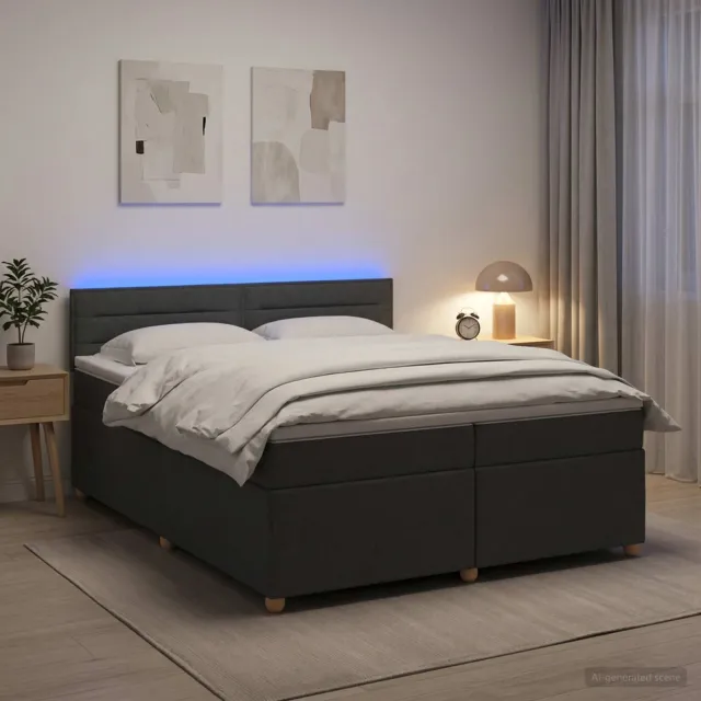 vidaXL Boxspringbed met matras Donkergrijs 200 x 200 cm Stof