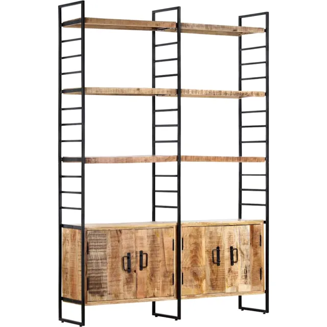 vidaXL Boekenkast met 4 schappen 124x30x180 cm ruw mangohout Bruin