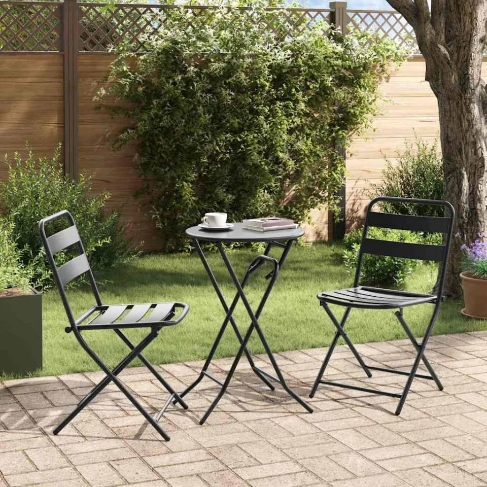 vidaXL Tuin Bistro Set 3 st Antraciet Staal, foto 4