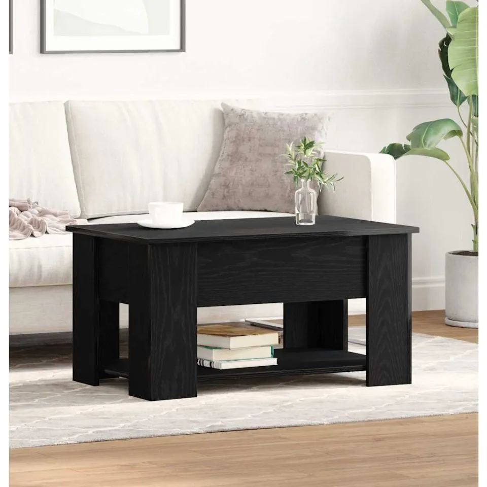 vidaXL Salontafel Zwart Eiken 79 x 49 x 41 cm Bewerkt hout, foto 4