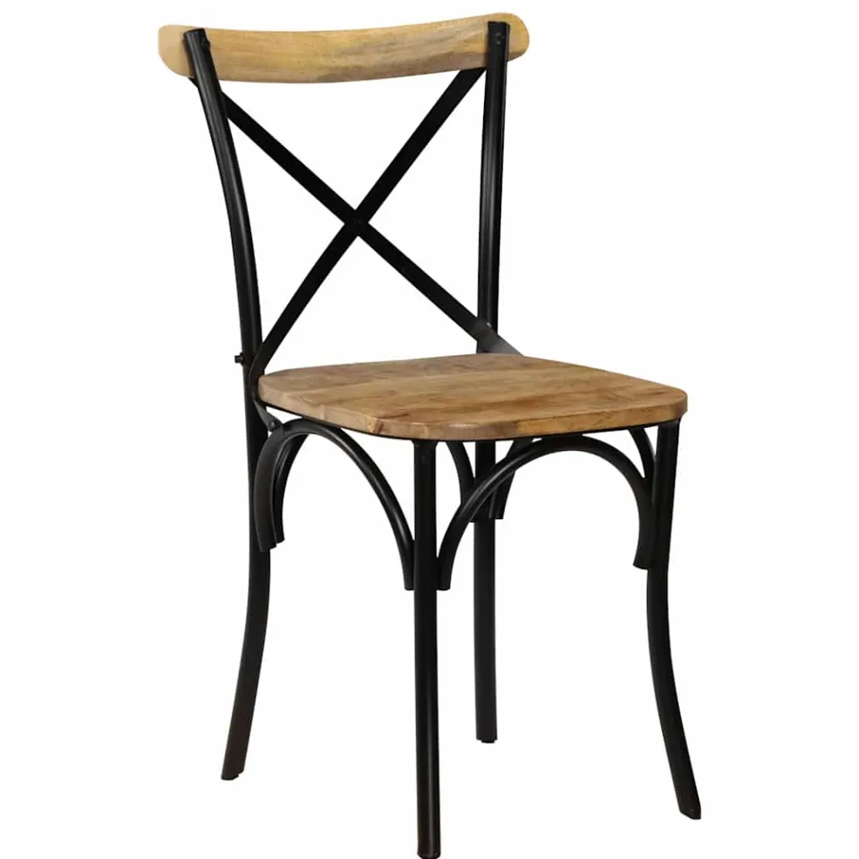 vidaXL Kruisstoelen 2 st massief mangohout zwart, foto 2