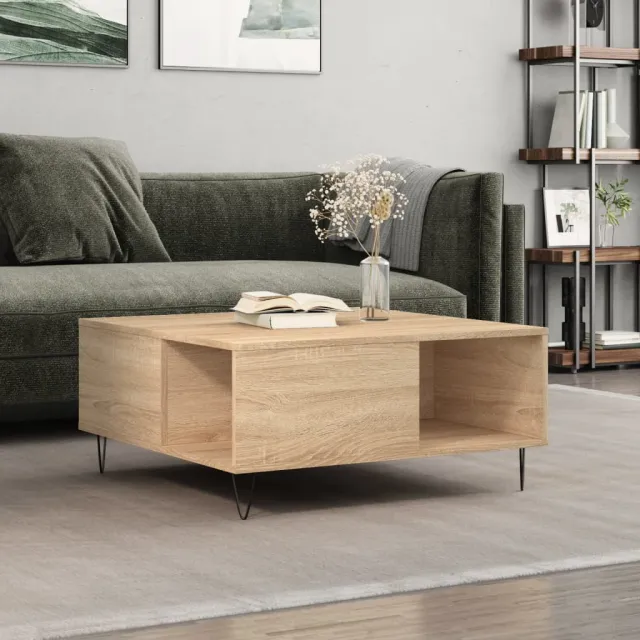 vidaXL Salontafel 80x80x36,5 cm bewerkt hout sonoma eikenkleurig, foto 2