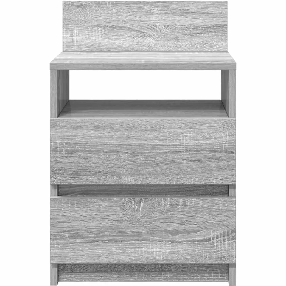 vidaXL Nachtkastjes 2 st met 2 lades 40x33x60 cm grijs sonoma eiken, foto 4