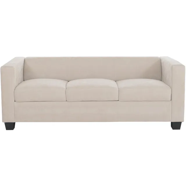 MCW 3-zitsbank Lille, loungebank met 3 zitplaatsen, Nosag-vering, stof/textiel chenille (260 g/m²) 190 cm ~ beige