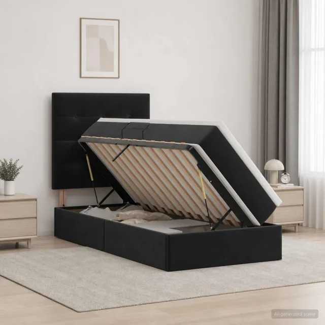 vidaXL Opslag bed met matras met hoofdeinde Zwart 100 x 200 cm Fluweel