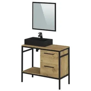 T-bath Badmeubelset Indalo 100cm Eiken Zwart