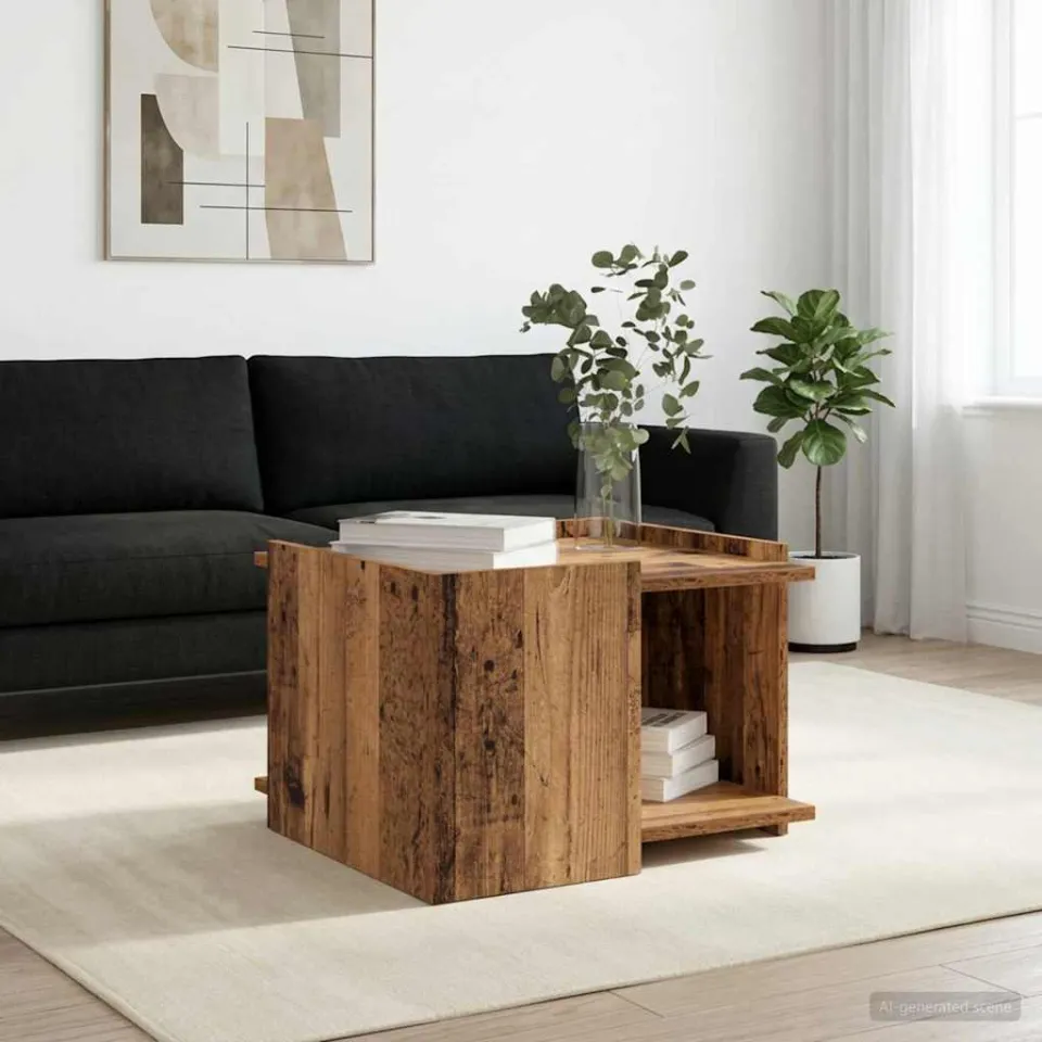 vidaXL Salontafel Oud hout 50,5 x 50 x 33 cm Bewerkt hout bruin, foto 4