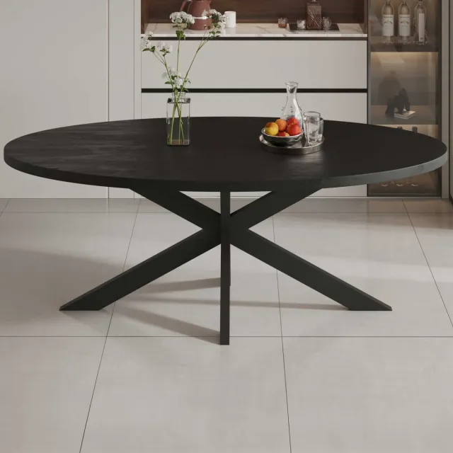 Rousseau Tafel 'Alexa' 200 cm Ovaal Mango Hout Zwart