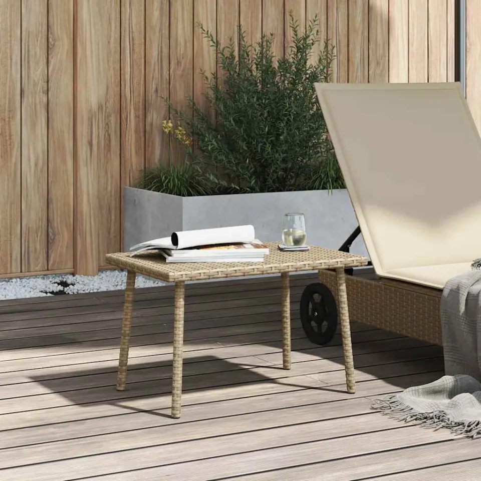 vidaXL Tuin salontafel rechthoekig 60x40x37 cm poly rattan beige, foto 3