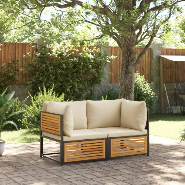 vidaXL 2-delige Loungeset met kussens massief acaciahout bruin, foto 2