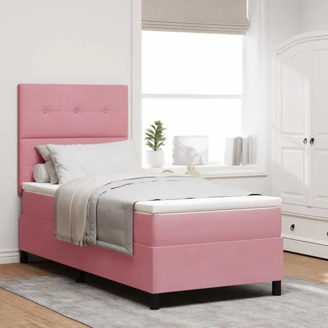 vidaXL LED Box Spring Bed met hoofdeinde Roze 90 x 190 cm Fluweel
