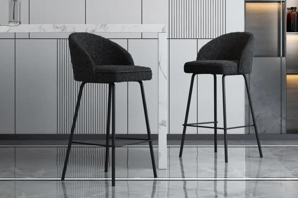 barkruk Riley grijs bouclé, foto 6