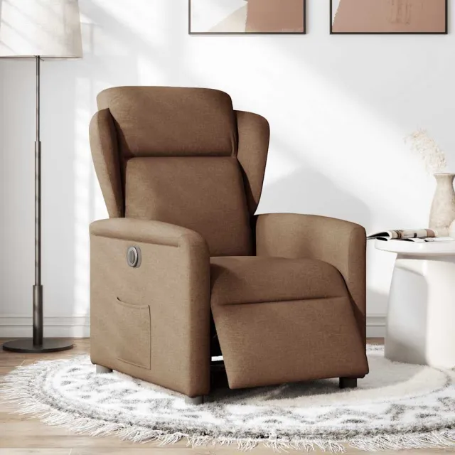 vidaXL Fauteuil verstelbaar elektrisch stof bruin