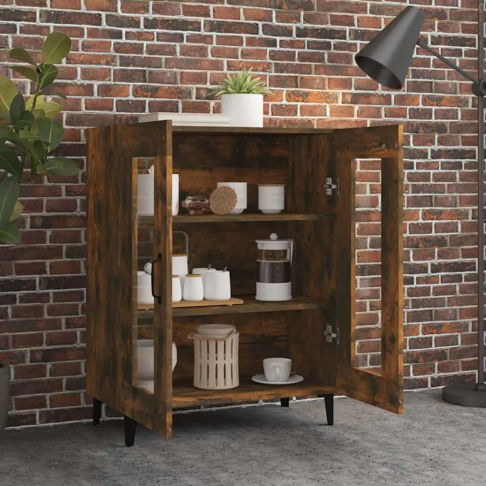 vidaXL Dressoir 69,5x34x90 cm bewerkt hout gerookt eikenkleurig, foto 3