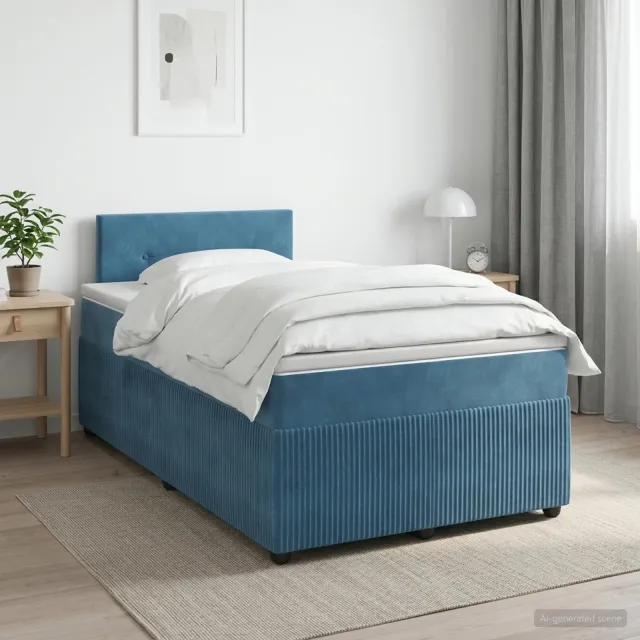 vidaXL Boxspringbed met matras Donkerblauw 120 x 200 cm Fluweel
