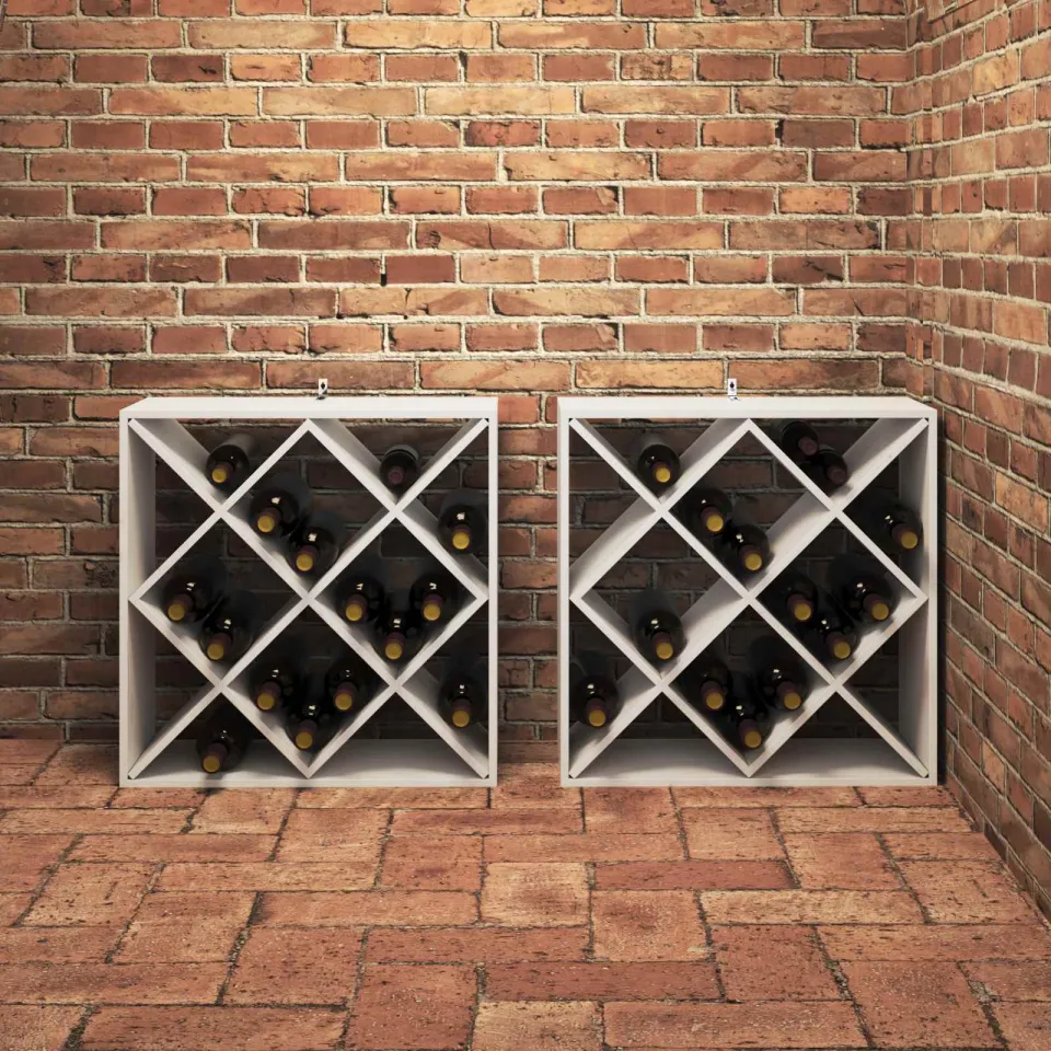 vidaXL Wijnrek 2 st Wit 62 x 25 x 62 cm Massief grenenhout, foto 4