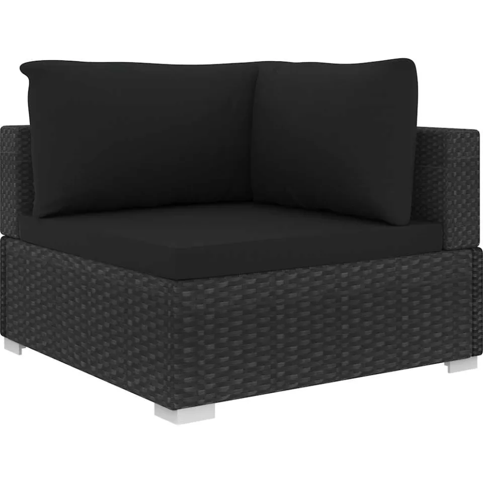 vidaXL 11-delige Loungeset met kussens poly rattan zwart, foto 3