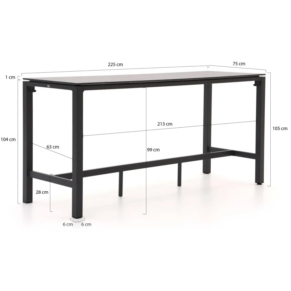 Bellagio tuinmeubelen Bellagio Panaro/Trecenta 225cm barset 7-delig zwart, foto 3