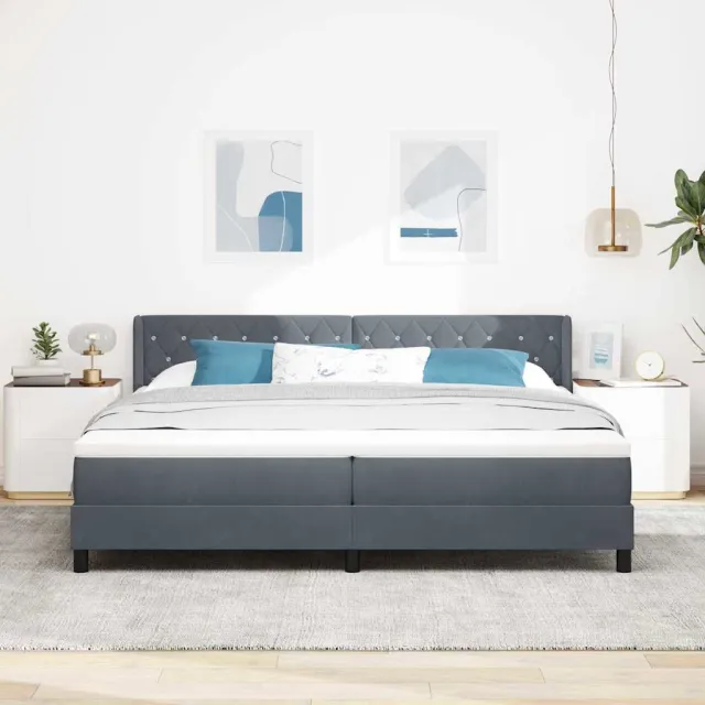 vidaXL Boxspringbed met hoofdeinde Donkergrijs 200 x 200 cm Fluweel