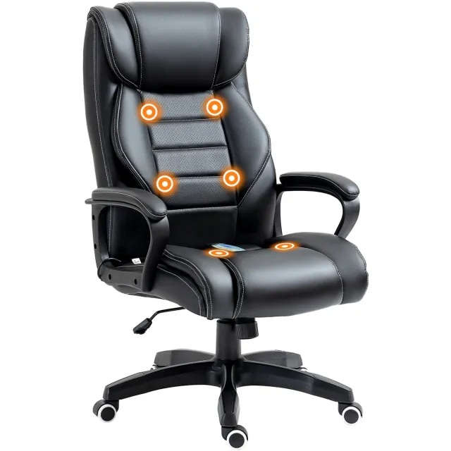 Vinsetto massage bureaustoel - Kunstleer - 66x78x120cm - Zwart