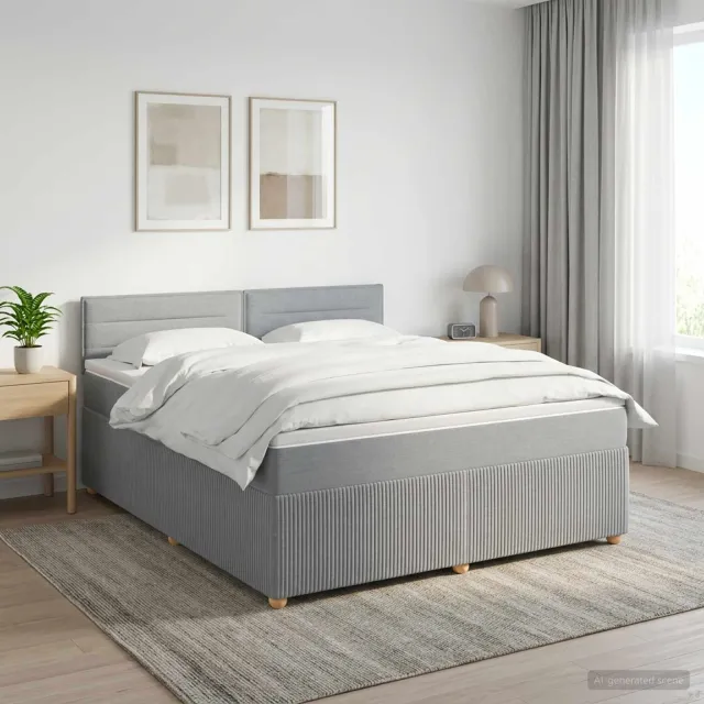 vidaXL Boxspringbed met matras Lichtgrijs 180 x 200 cm Stof