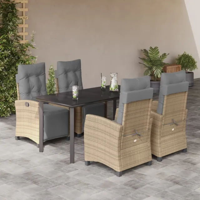 vidaXL 5-delige Tuinset met kussens poly rattan gemengd beige, foto 2