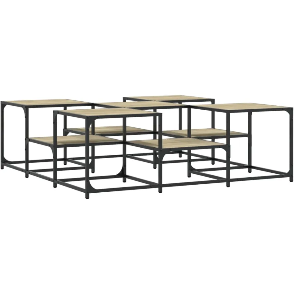 vidaXL Salontafel 121x121x40 cm bewerkt hout sonoma eikenkleurig Bruin