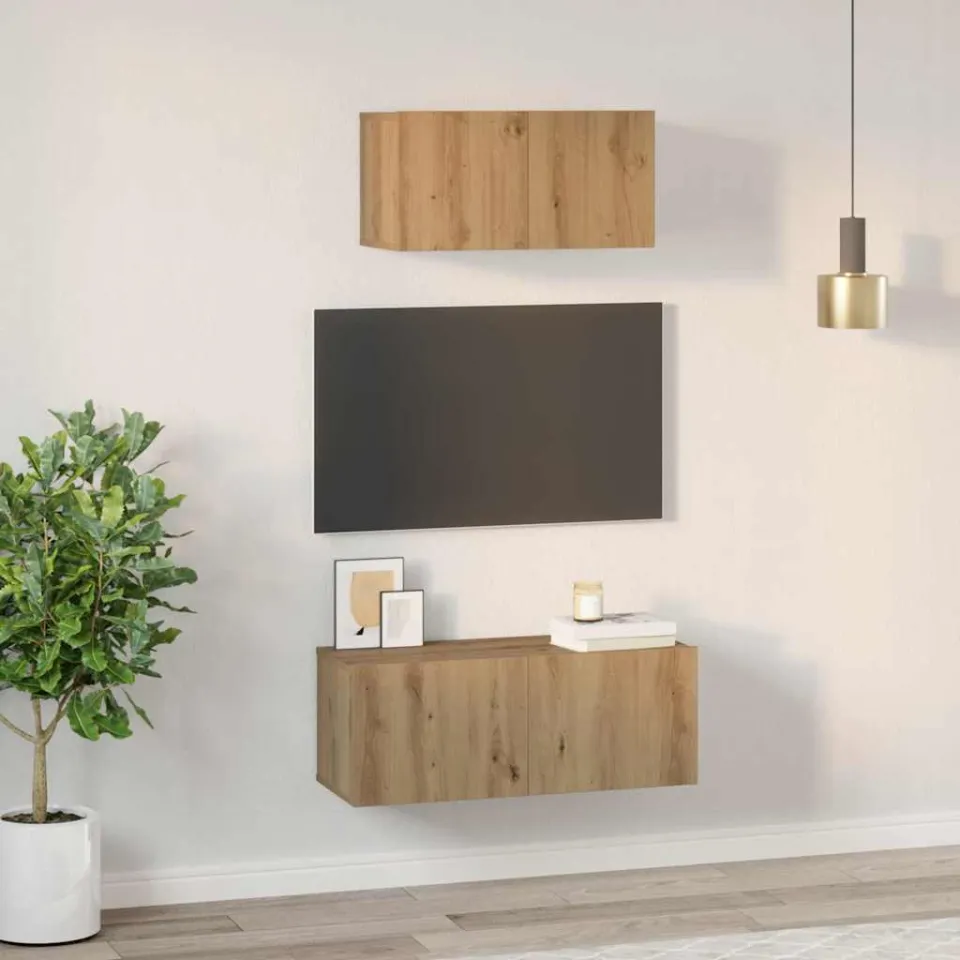 vidaXL Tv-meubelset 2 st Artisan Eiken Bewerkt hout, foto 4