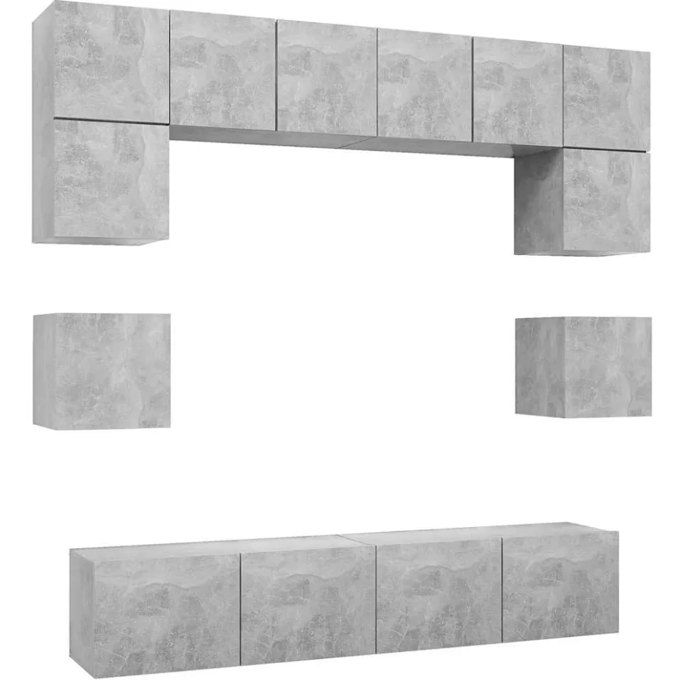 vidaXL 8-delige Tv-meubelset bewerkt hout betongrijs grijs, foto 3