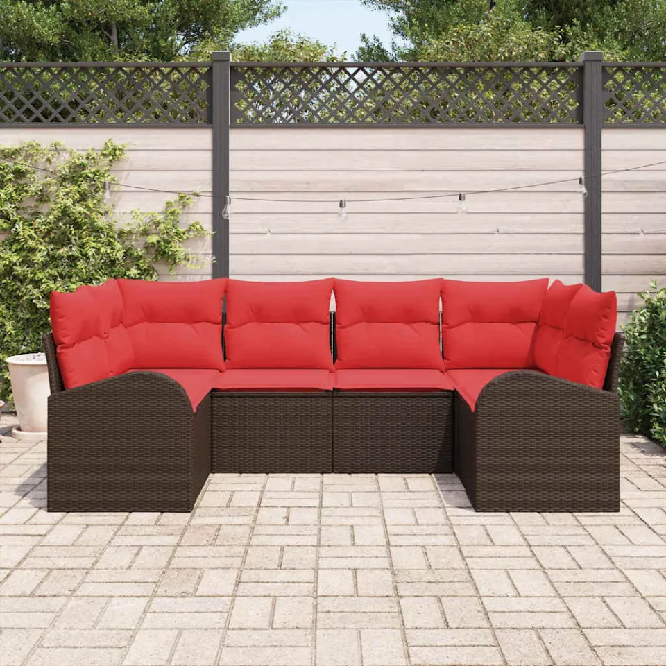 vidaXL Tuin Sofa Set 6 st 6-zits Bruin poly rattan, foto 3