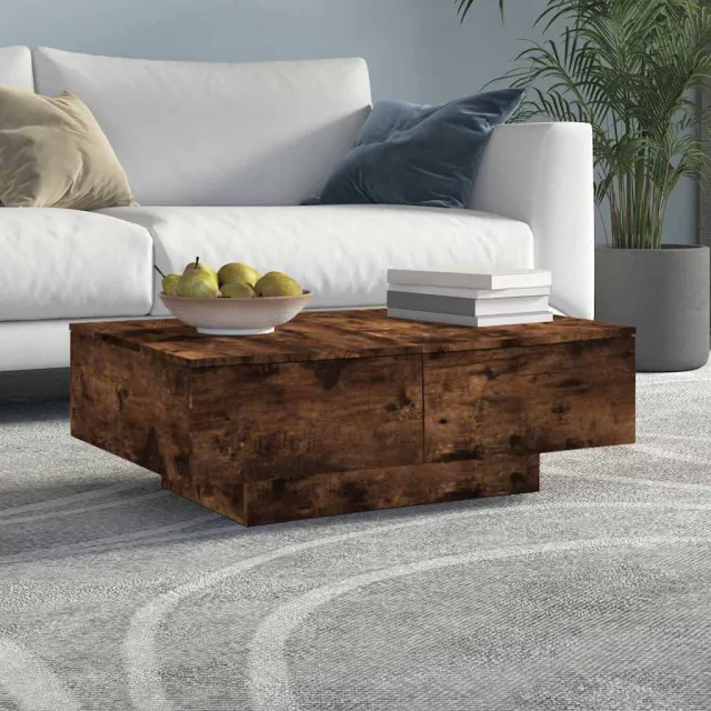 vidaXL Salontafel 90x60x31 cm bewerkt hout gerookt eikenkleurig, foto 2