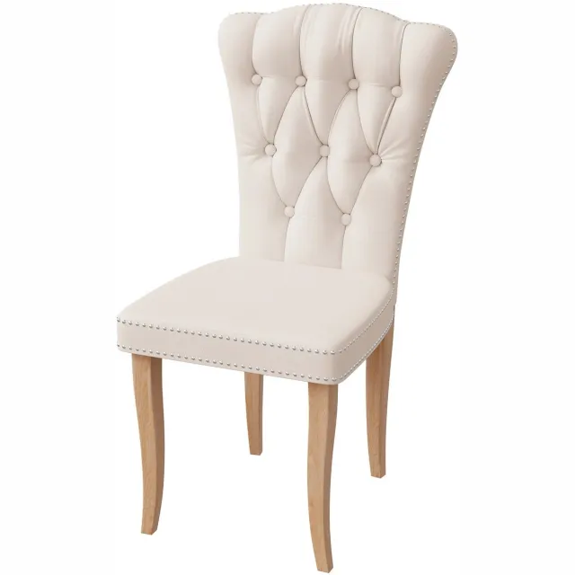Innovastore Eetkamerstoelen - Gestoffeerde keukenstoelen - Stoelen - Eettafelstoel - Keukenstoel - 2 stuks - Fluweel - Beige