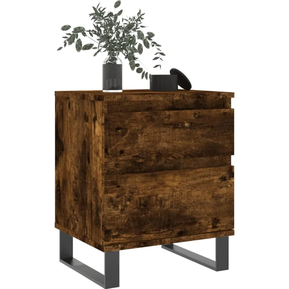 vidaXL Nachtkastjes 2 st 40x35x50 cm bewerkt hout gerookt eikenkleurig
